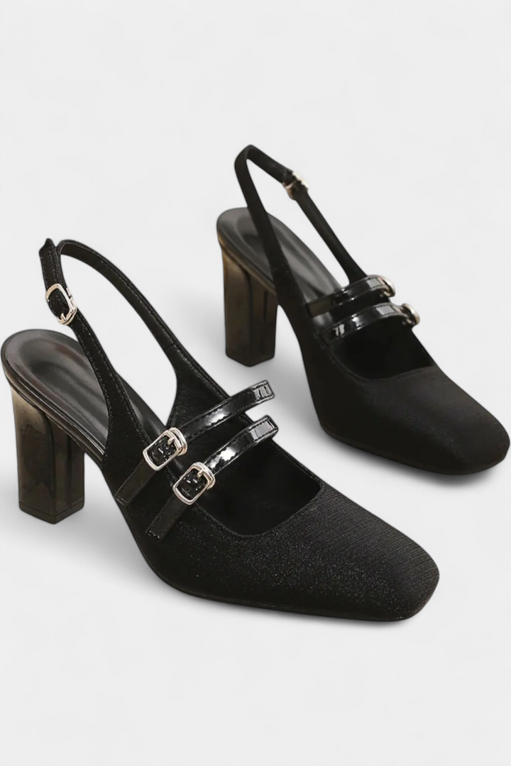 Orlanda Satin Heels with Delicate Straps and Ankle Fastening