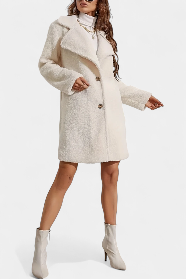 Lyra Minimalist Long Coat with Sleek Button Design