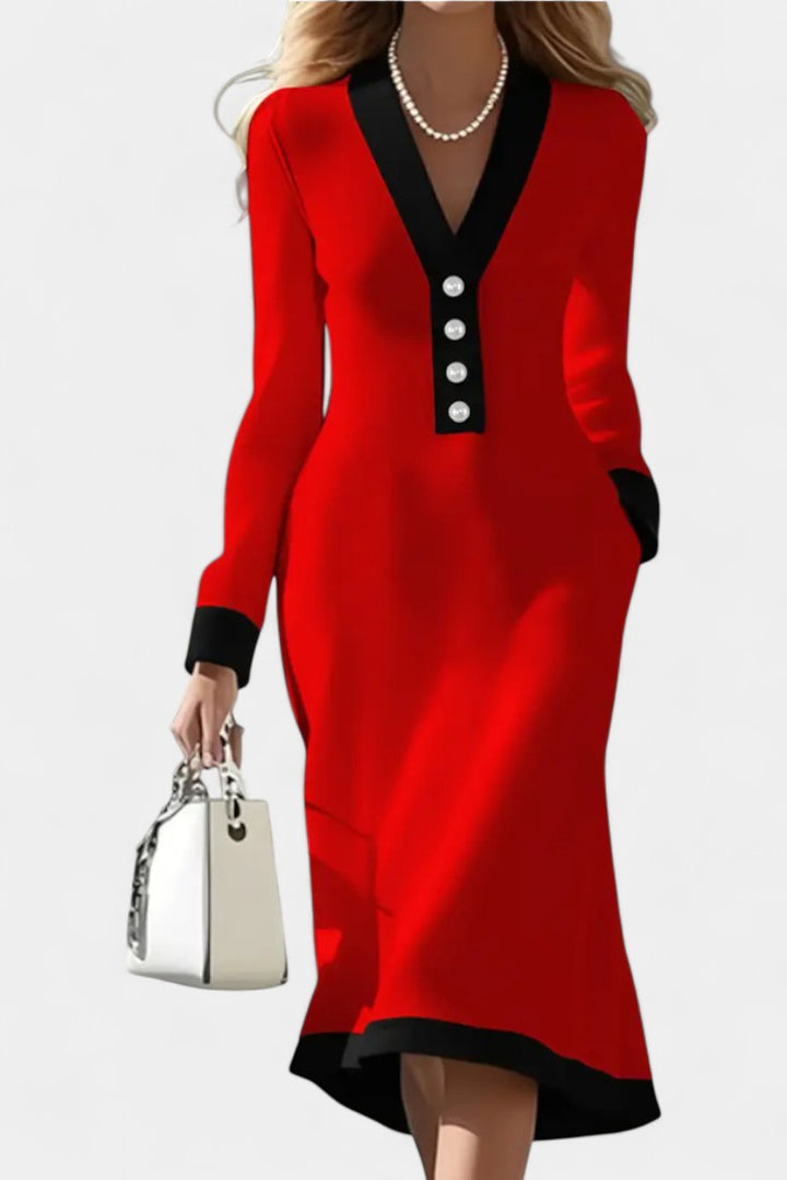 Cédria V-Neck Long Sleeve Maxi Dress