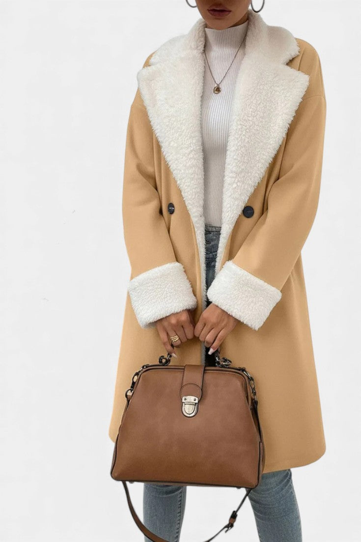 Romina Mid-Length Tailored Coat Featuring Cozy Fleece Lining