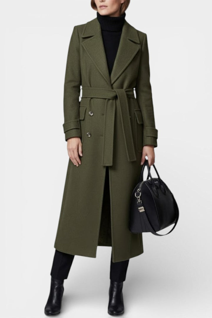 Franka Tailored Long Wool Coat with Elegant Double-Breasted Style