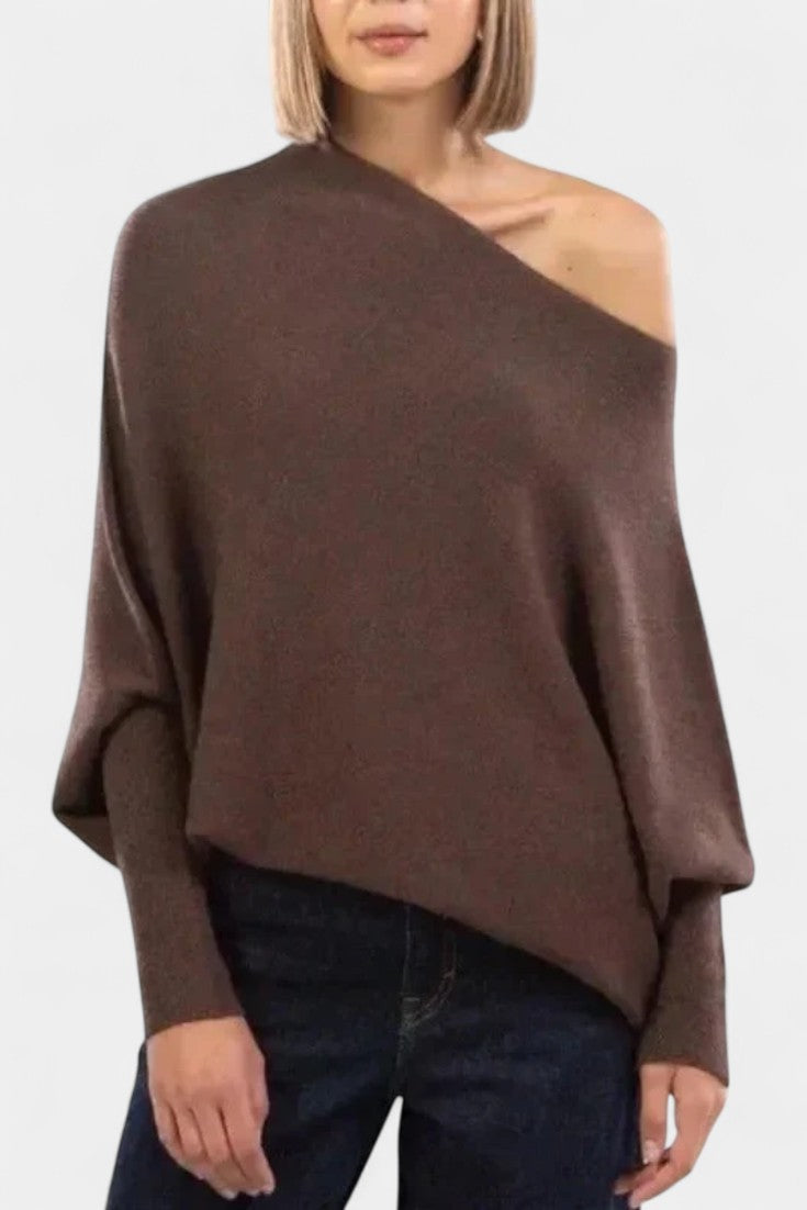 Soft Knit Off-Shoulder Casual Sweater by Anna