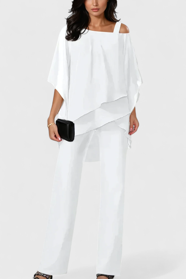 Flowy Off-Shoulder Two-Piece Kitty Set