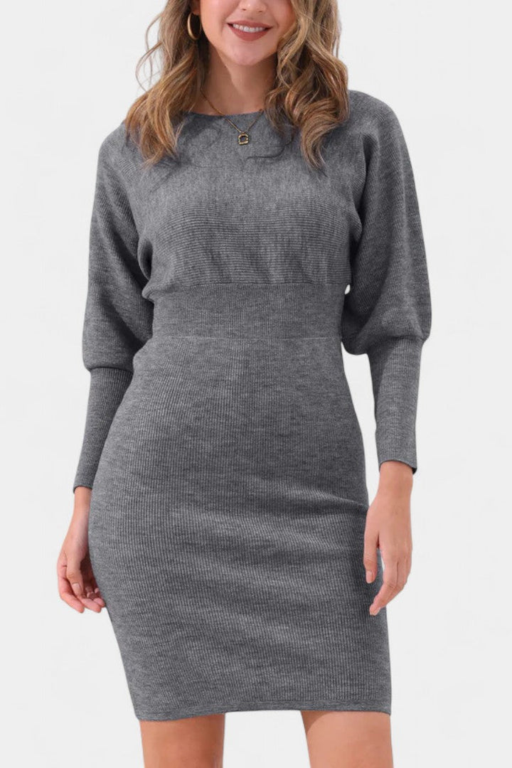 Abélise Long Sleeve Fitted Midi Knit Dress