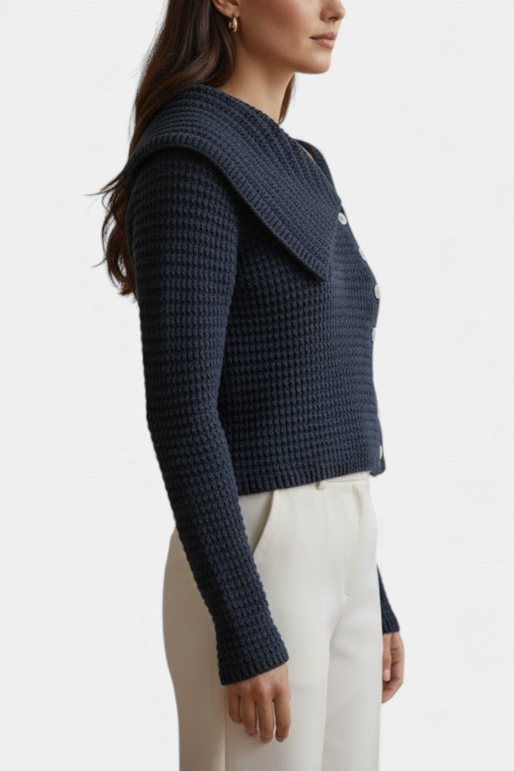 Manon Asymmetrical Knit Top Featuring Sculptural Accents