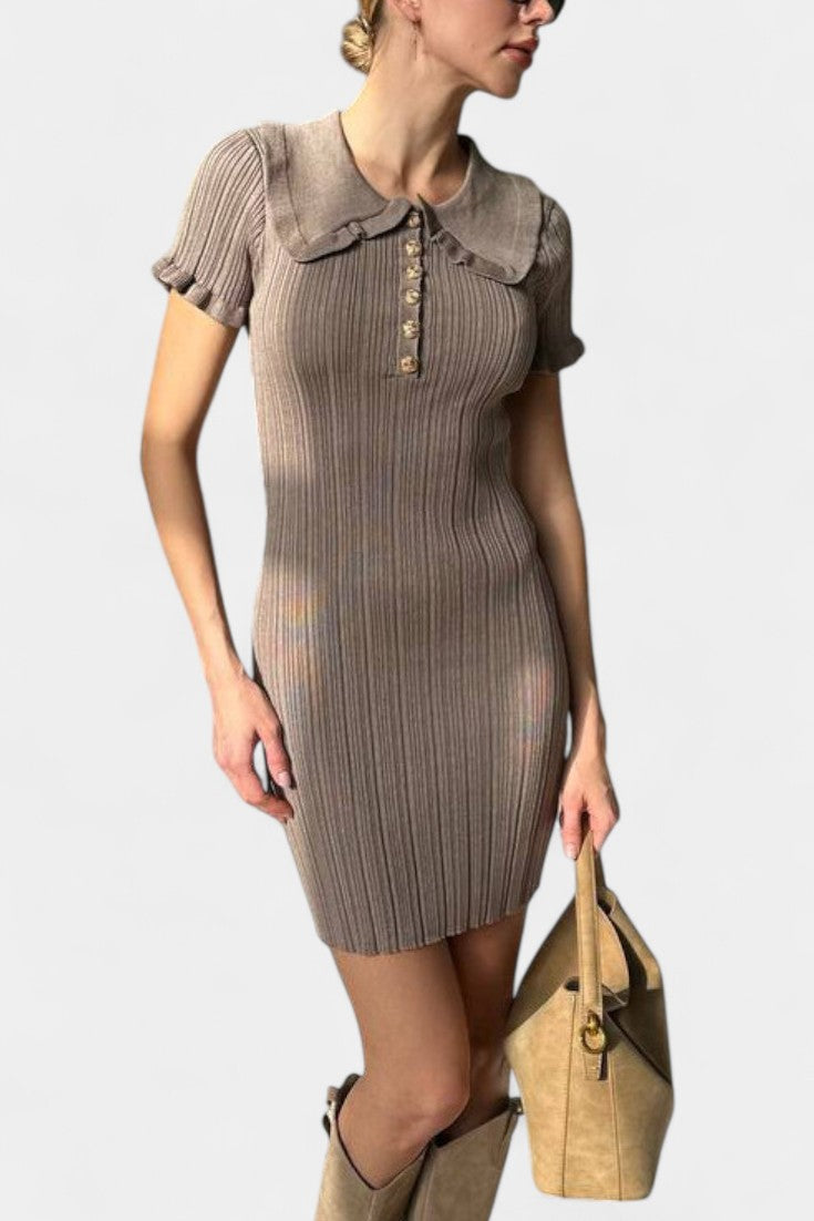 Rowan Braided Knit Dress Featuring a Defined Waist and Flared Skirt