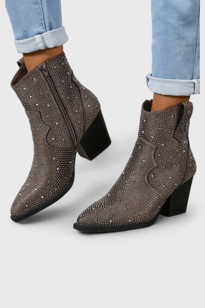 Berenice Zippered Patchwork Boots with Durable Sole