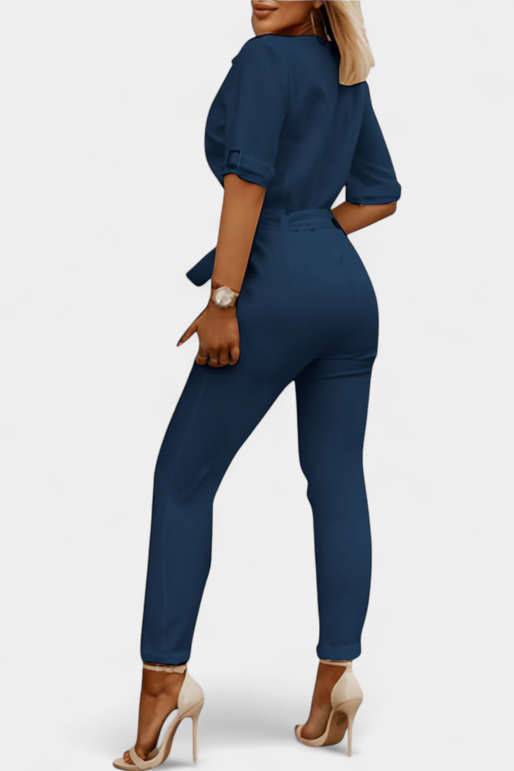 Vivienne V-Neck Jumpsuit with Elegant Flowing Design