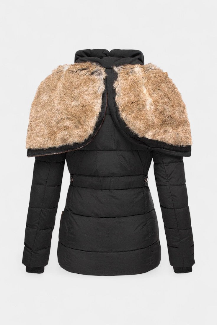 Laurène Hooded Insulated Winter Jacket with Faux Fur Trim