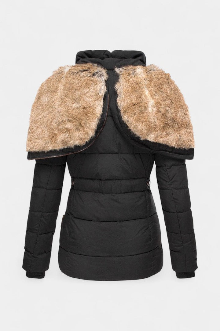 Laurène Hooded Insulated Winter Jacket with Faux Fur Trim