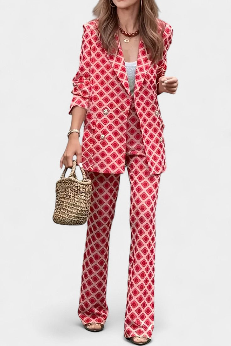 Nusa Tailored Blazer with High-Waisted Leopard Print Trousers