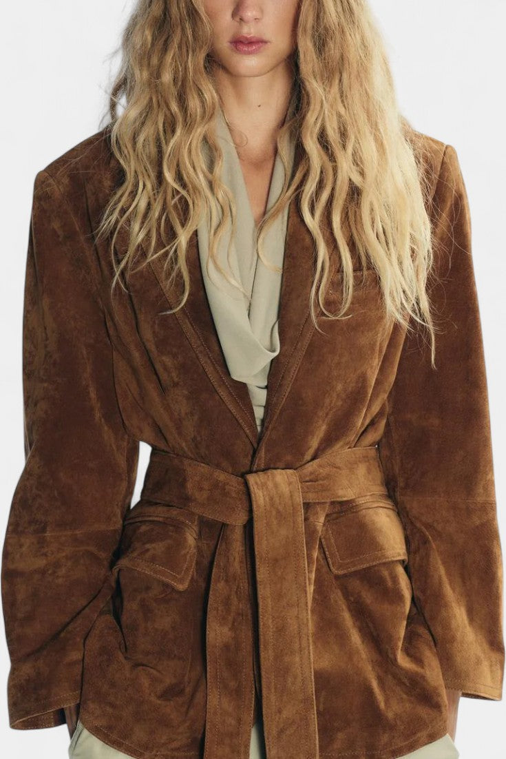 Kemina Classic Reversible Suede Leather Belt Jacket