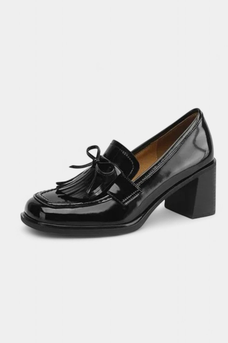 Elegant Block Heel Mary Jane Shoes with Fringe Detail