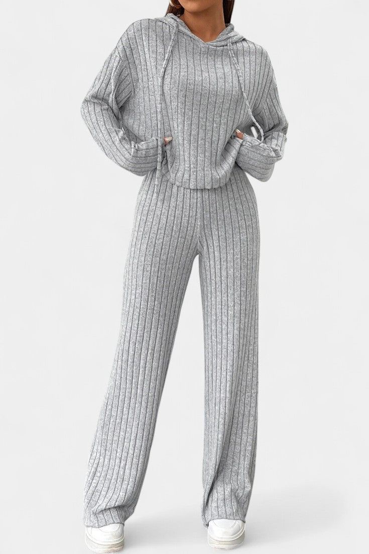 Federica Striped Knit Hoodie and Pants Set