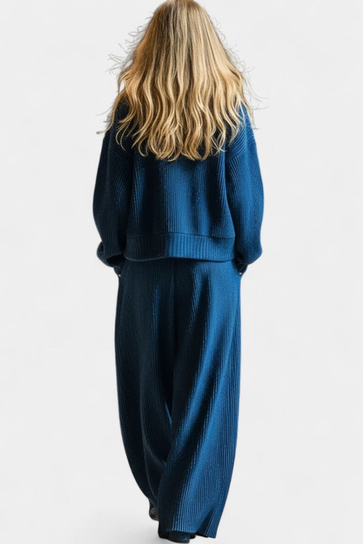 Magali Knit Cardigan & Wide-Leg Pants Ensemble