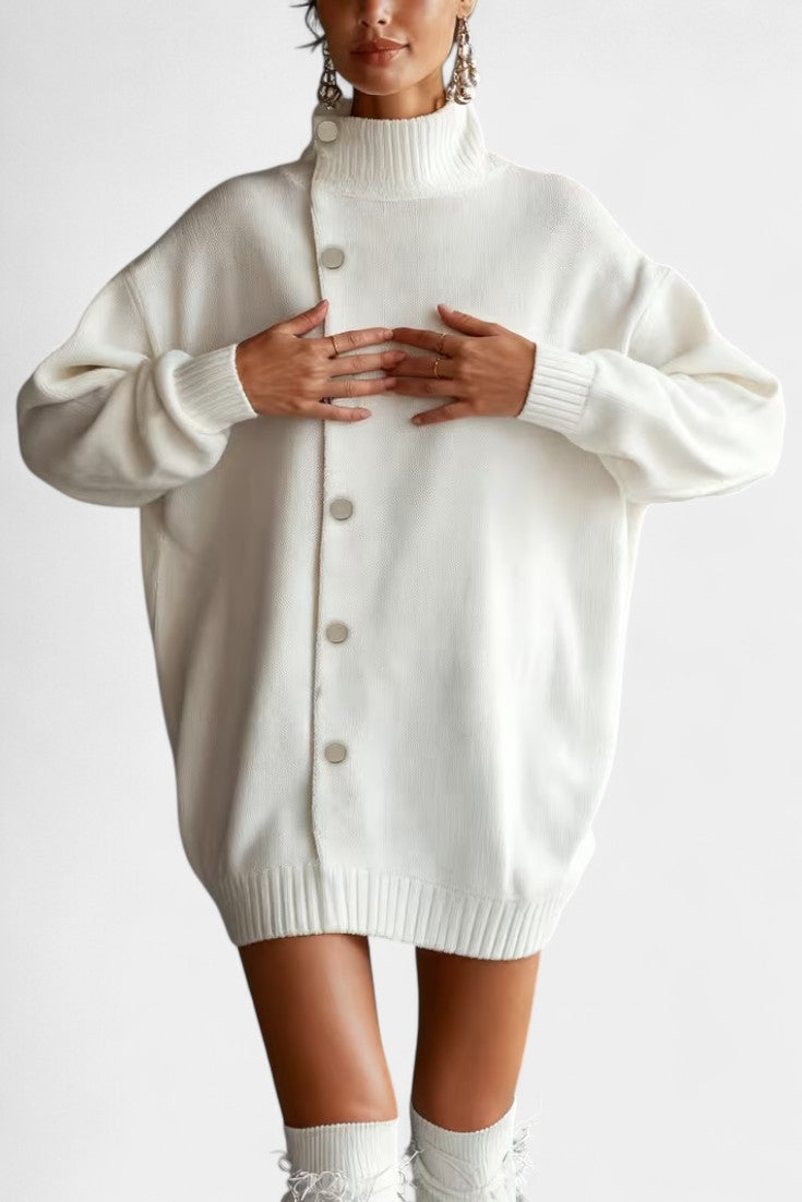 Pull Ample Uni à Col Montant Enriette