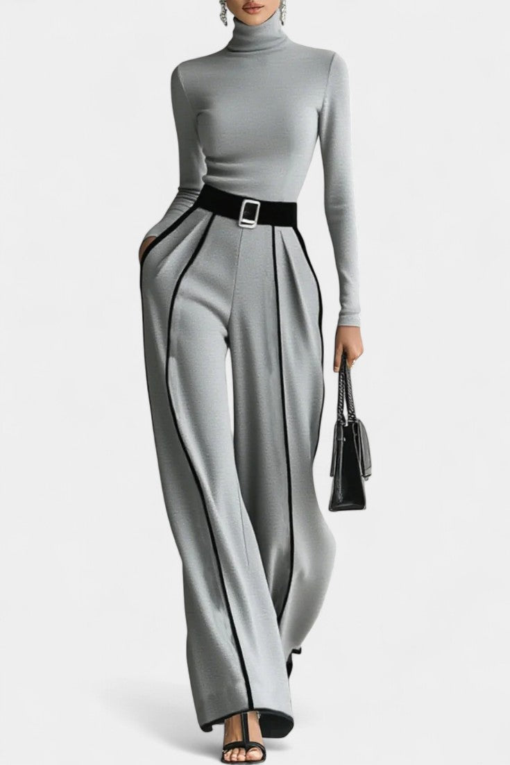 Kirralee Set Featuring a Stylish High Collar and Flared Wide Leg Pants