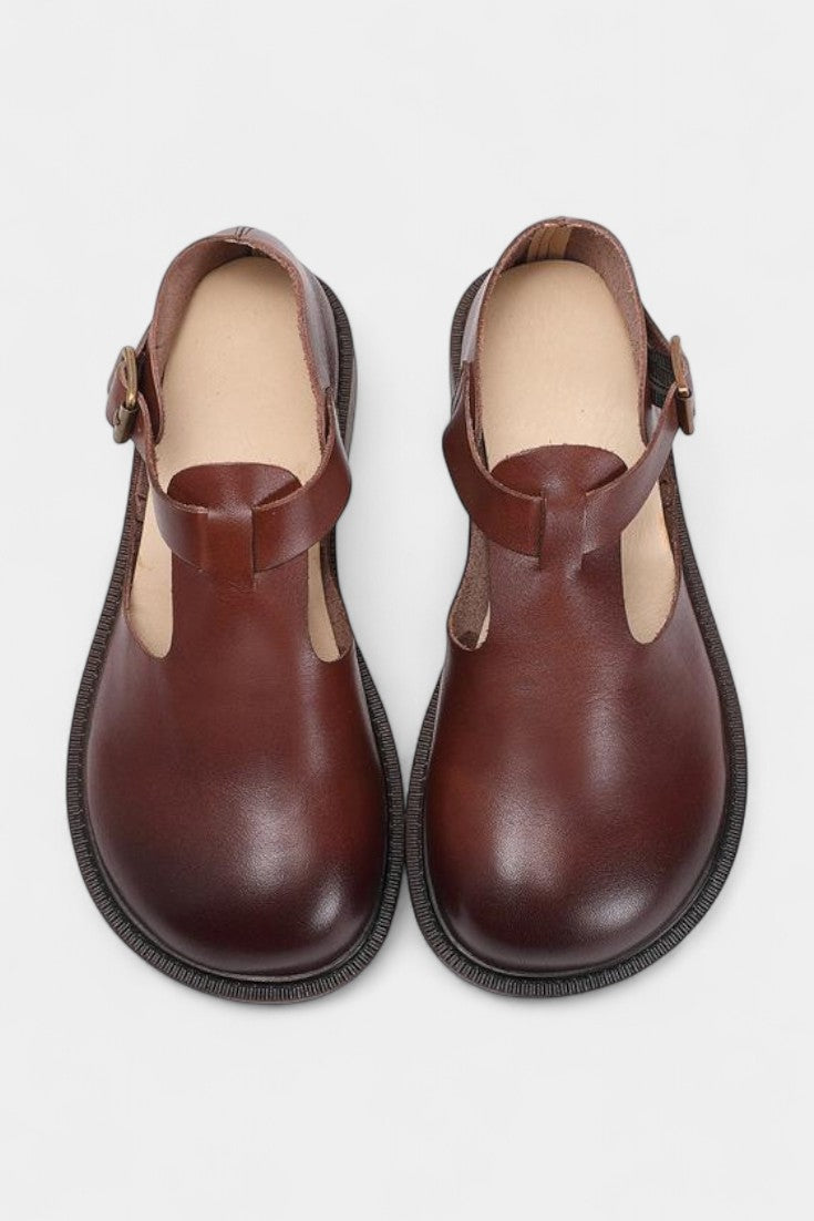 Colette Soft Leather Mary Janes with Open Sides and Adjustable Strap