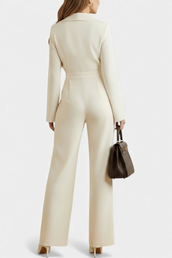Ximena High-Waisted Long Sleeve Jumpsuit Featuring Pockets