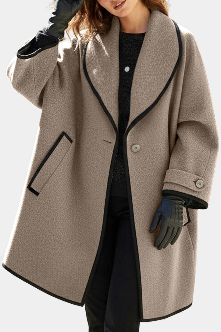 Harper Oversized Wool Blend Coat Featuring a Wide Collar