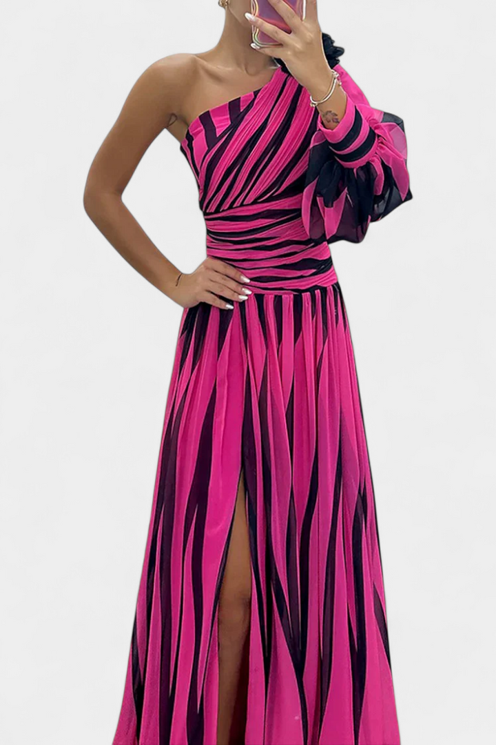 Bethania Striped Asymmetrical Maxi Robe