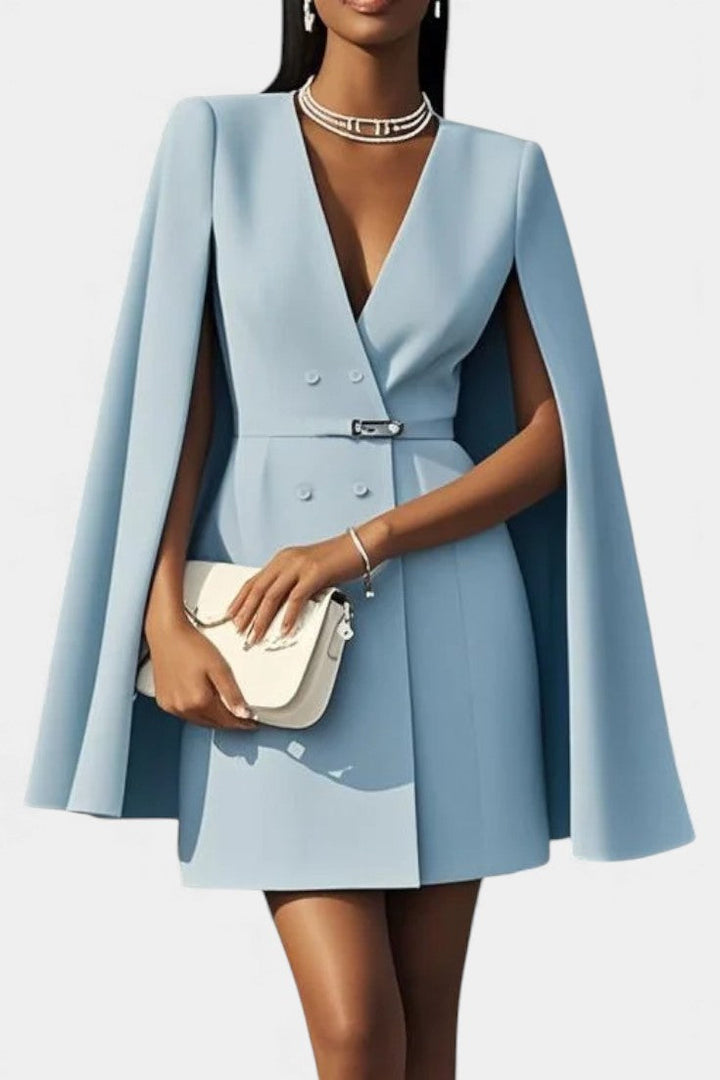 Zarema Sleeveless V-Neck Mini A-Line Dress with Built-In Blazer