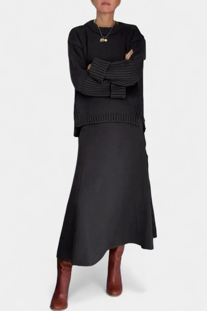 Patricia High Neck Sweater and Ribbed Maxi Skirt Set