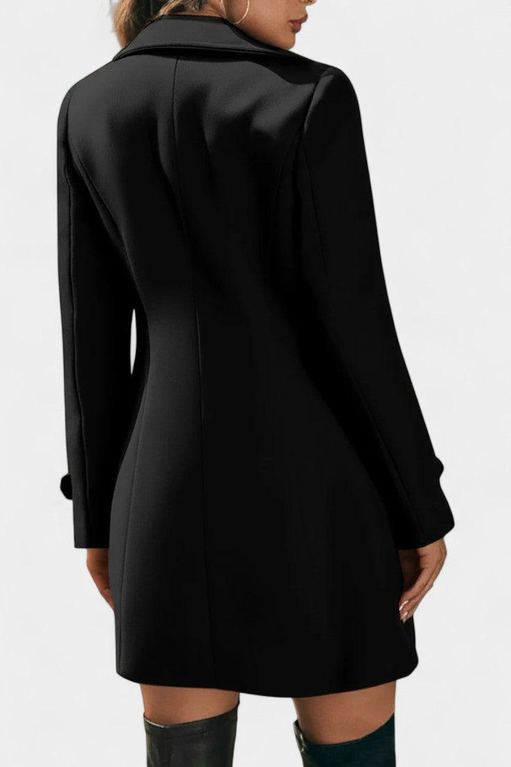 Maïlys Notched Collar Open Coat with Decorative Buttons