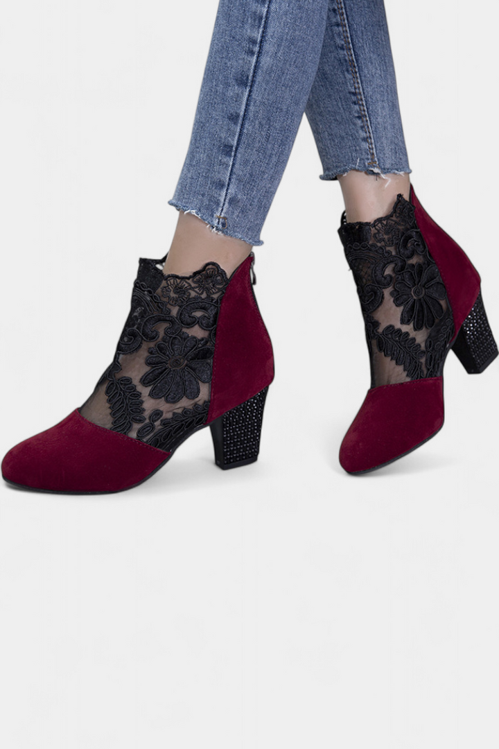 Elegant Floral Lace Heels by Alaine