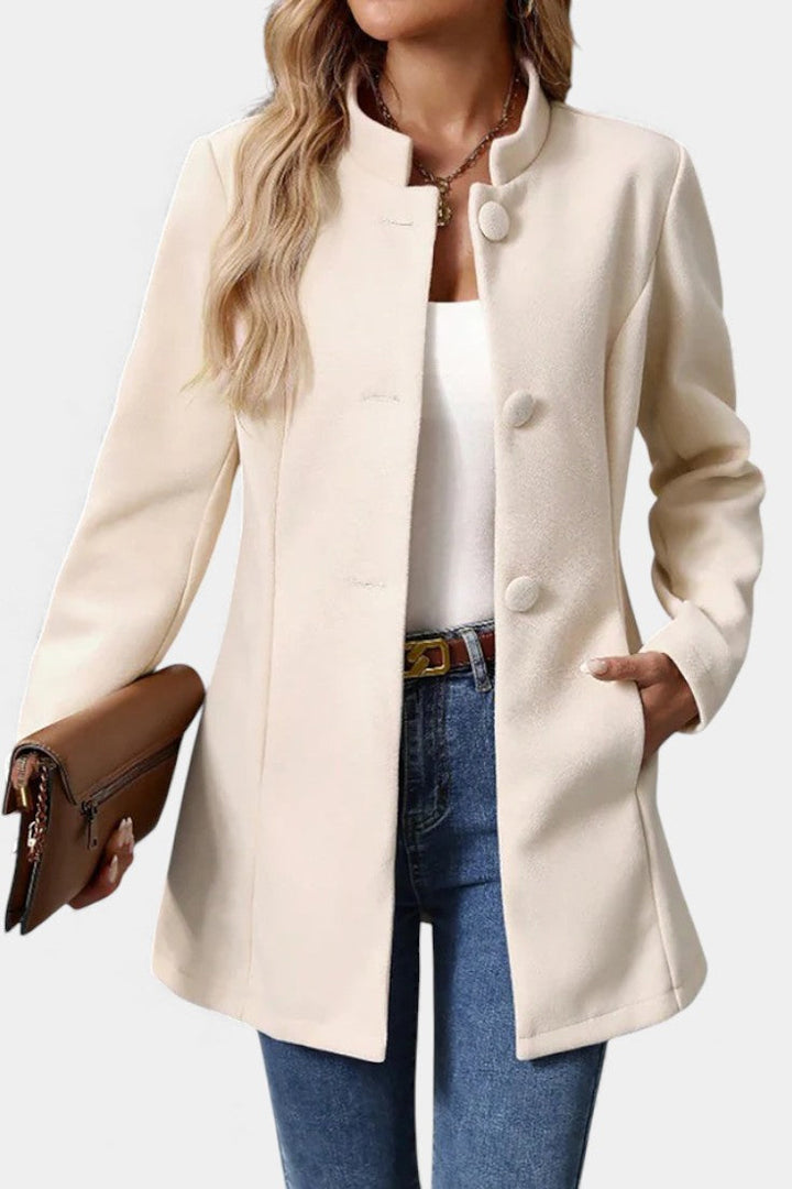 Lyana Long Sleeve Coat with High Collar