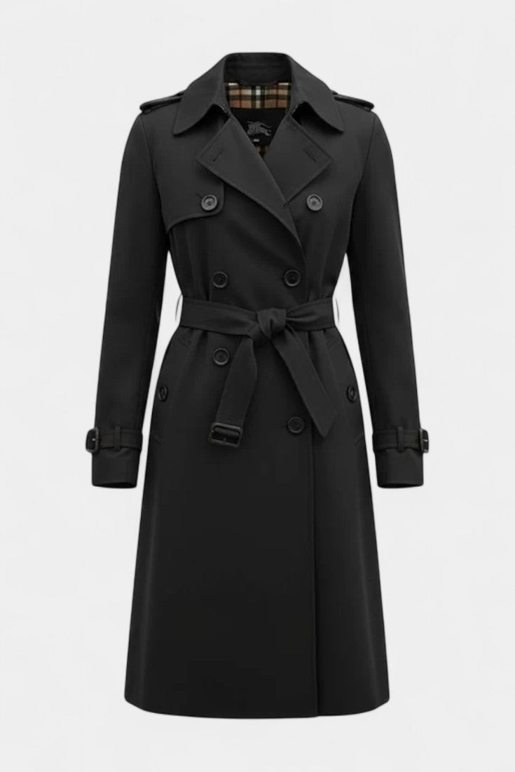 Double-Breasted Long Coat with Belt by Romane