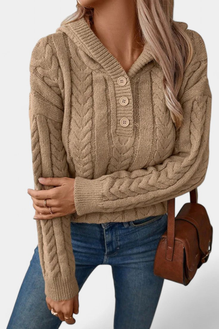 Relaxed Fit Hannelore Soft Knit Hooded Pullover