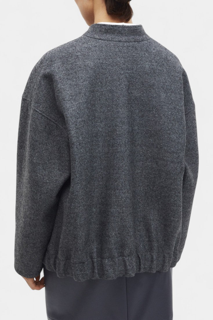 Amandine Short Baseball Jacket with 3D Embroidery and Ribbed Details