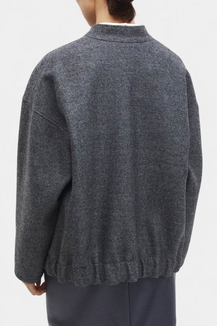 Amandine Short Baseball Jacket with 3D Embroidery and Ribbed Details