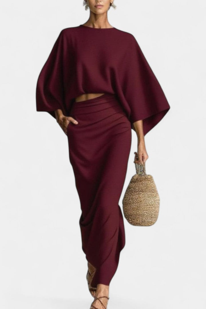 Marlon Long Sleeve Casual Ensemble with Flowing Maxi Skirt