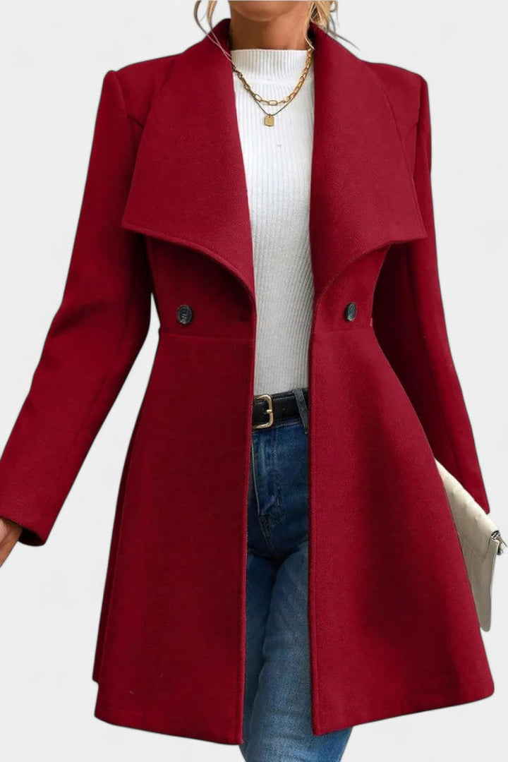 Floriane Double-Breasted Reversible Peplum Coat