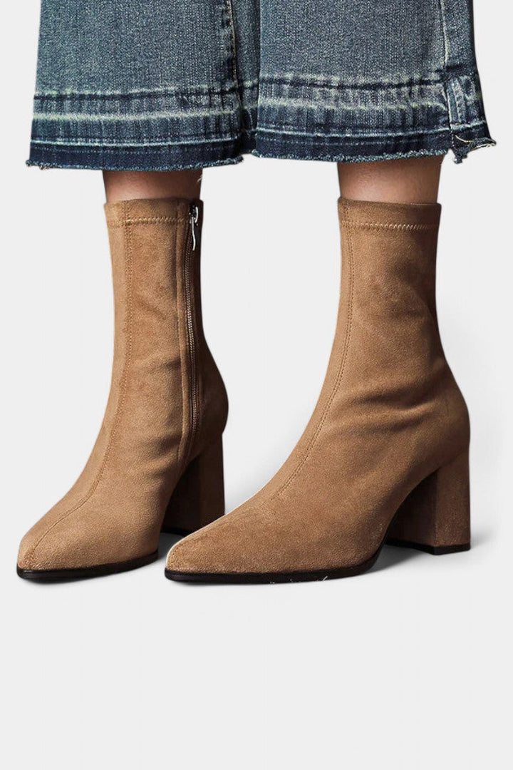 Célie Pointed Toe Ankle Boots with Block Heel