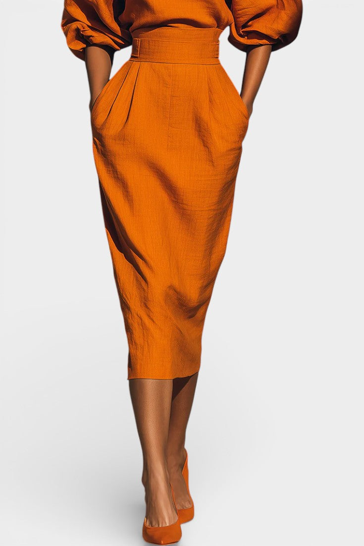 Soizic Structured Top and Midi Skirt Two-Piece Set