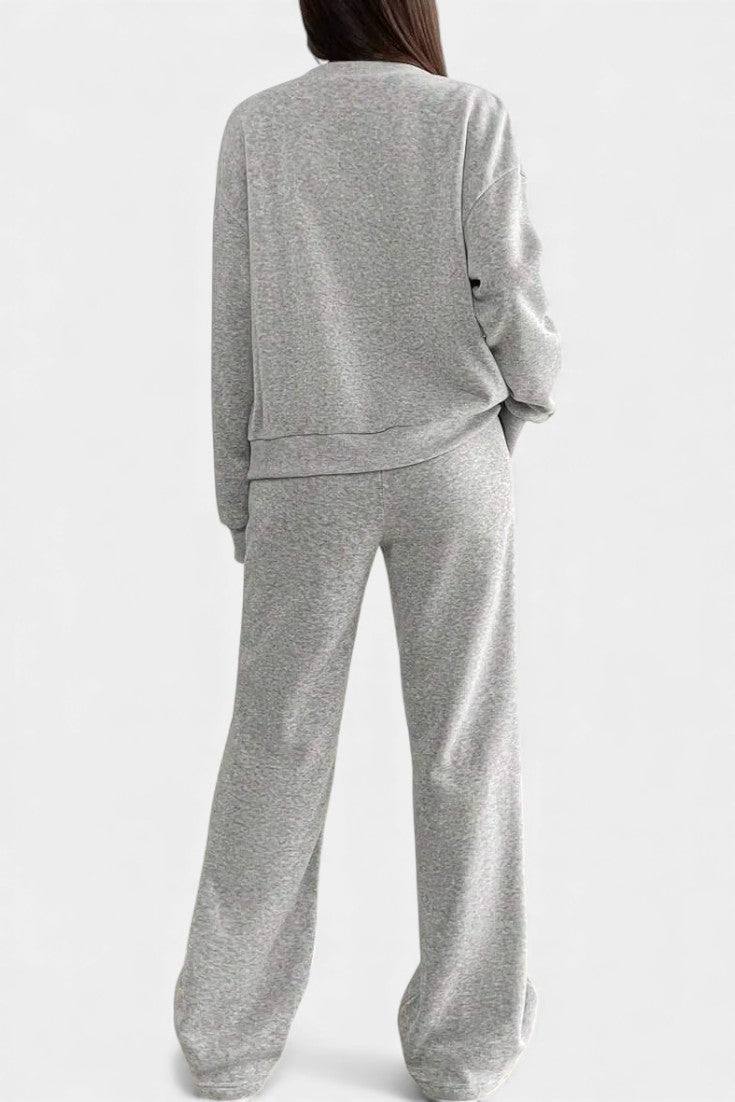 Vellina Relaxed Cardigan Jacket & Wide-Leg Pants Set