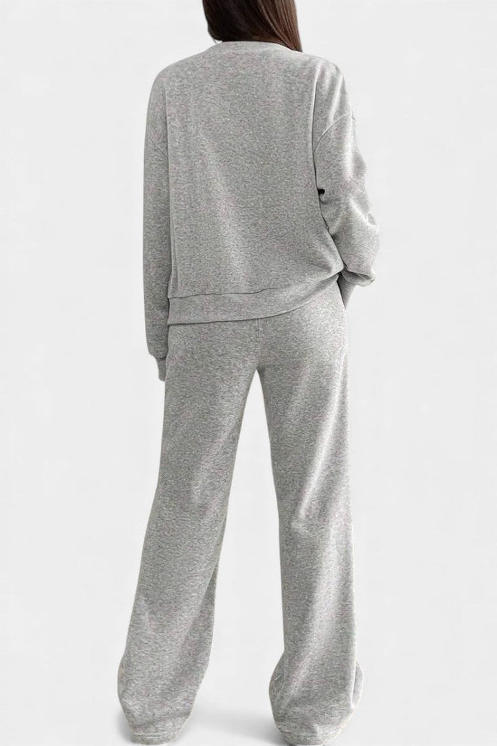 Vellina Relaxed Cardigan Jacket & Wide-Leg Pants Set