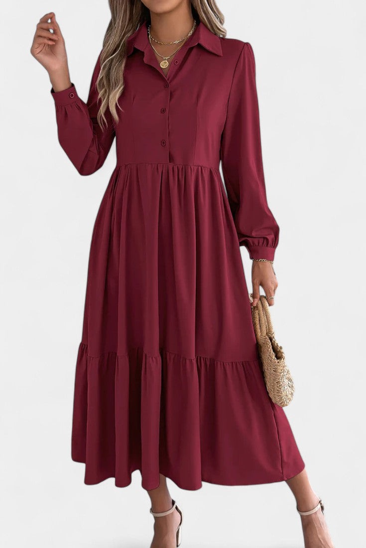 Long Sleeve Tiered Shirt Dress by Jessica Long