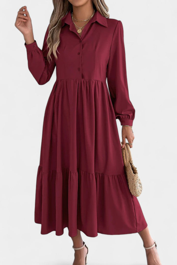 Long Sleeve Tiered Shirt Dress by Jessica Long