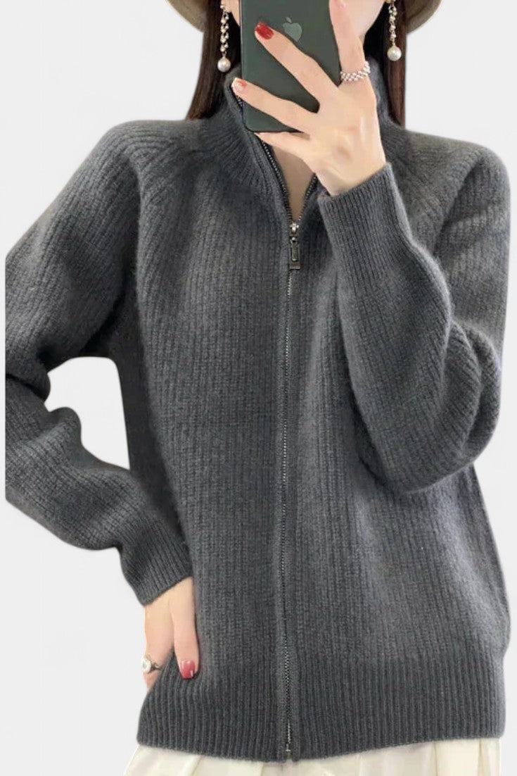 Structured Knit Chelsea Zip-Up Cardigan