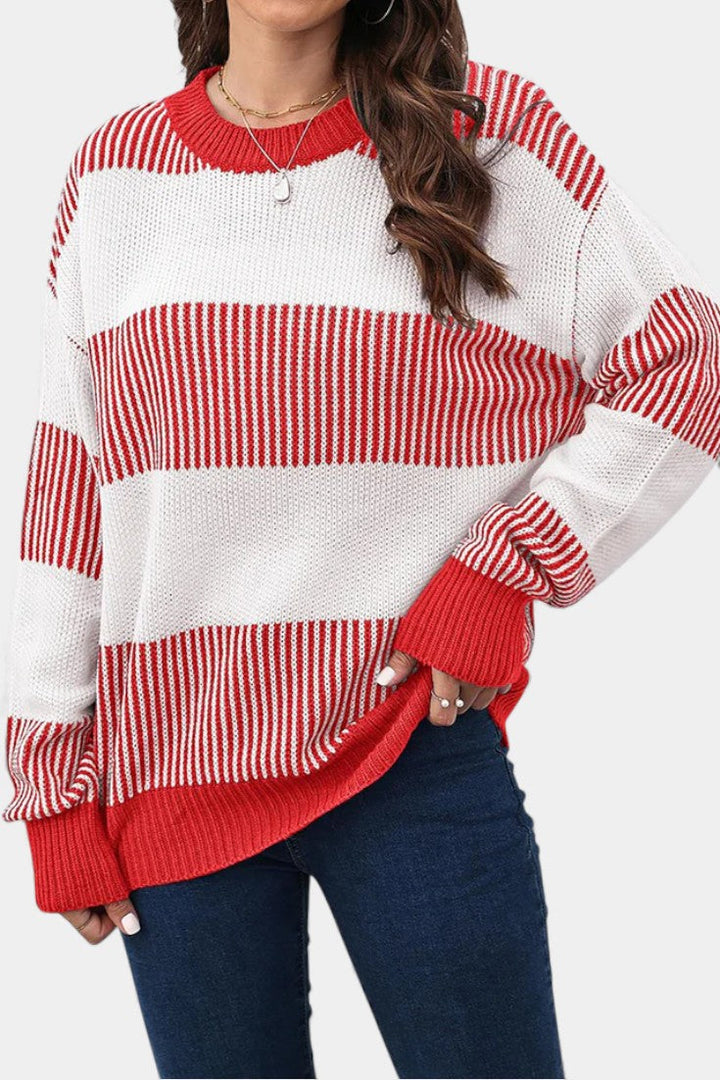 Mirna Extra-Large Striped Knit Sweater