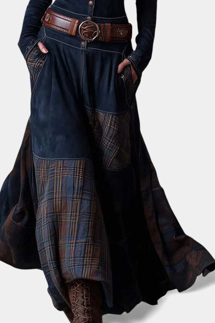 Chic Vintage Checkered Long Dress by Marlis