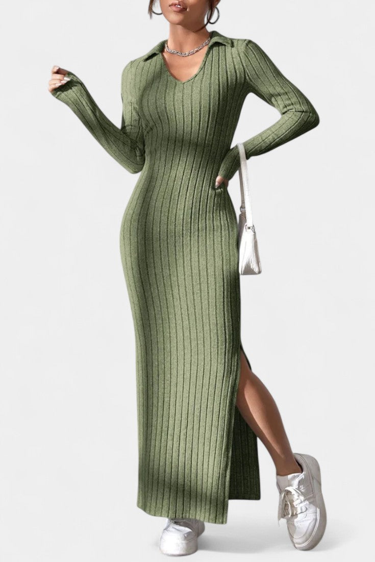 Elidia V-Neck Maxi Dress with a Tailored Fit