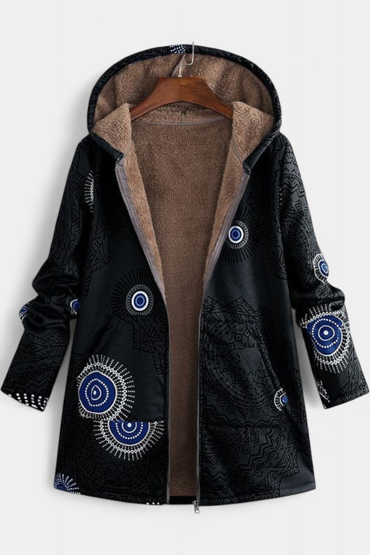 Winter Hooded Coat with April Floral Print