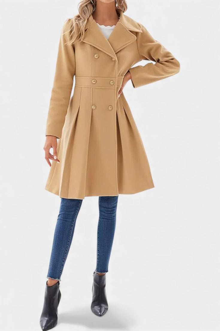 Philia Double-Breasted Flared Pea Coat