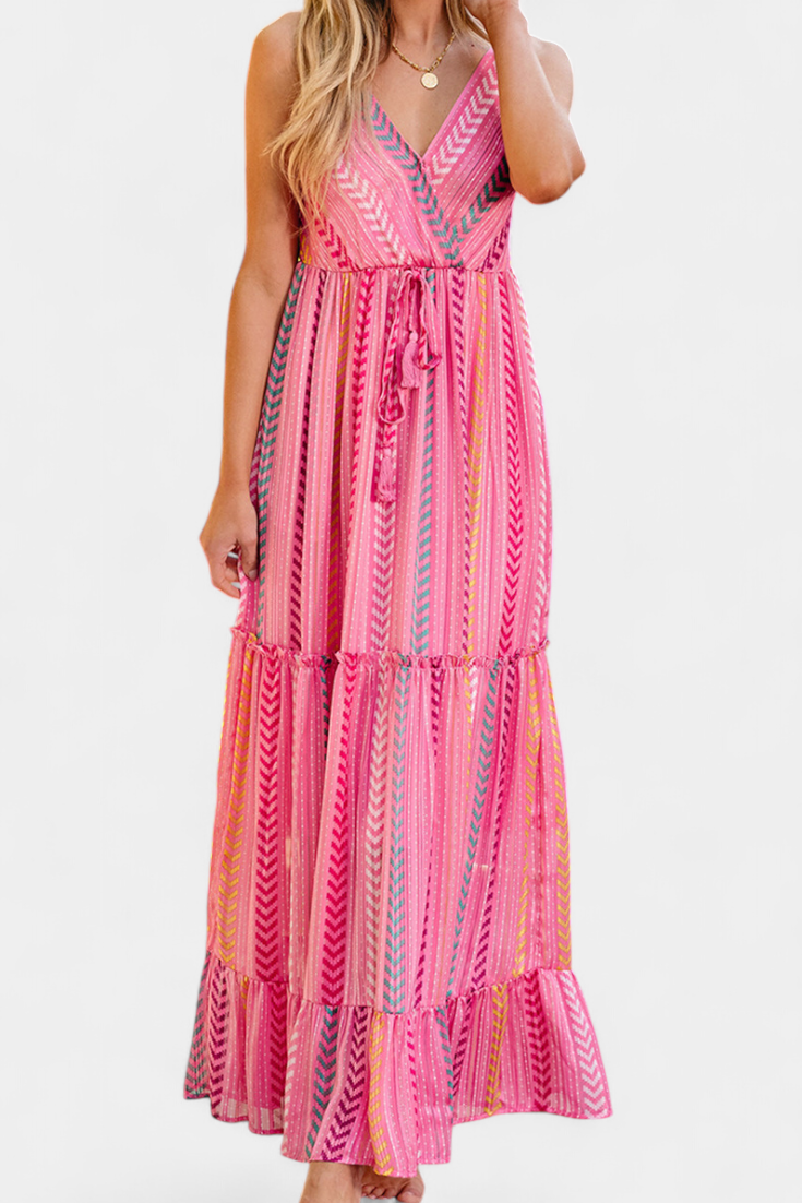 Asunción Ruffled Dress with Crossed Neckline and Flowing Silhouette