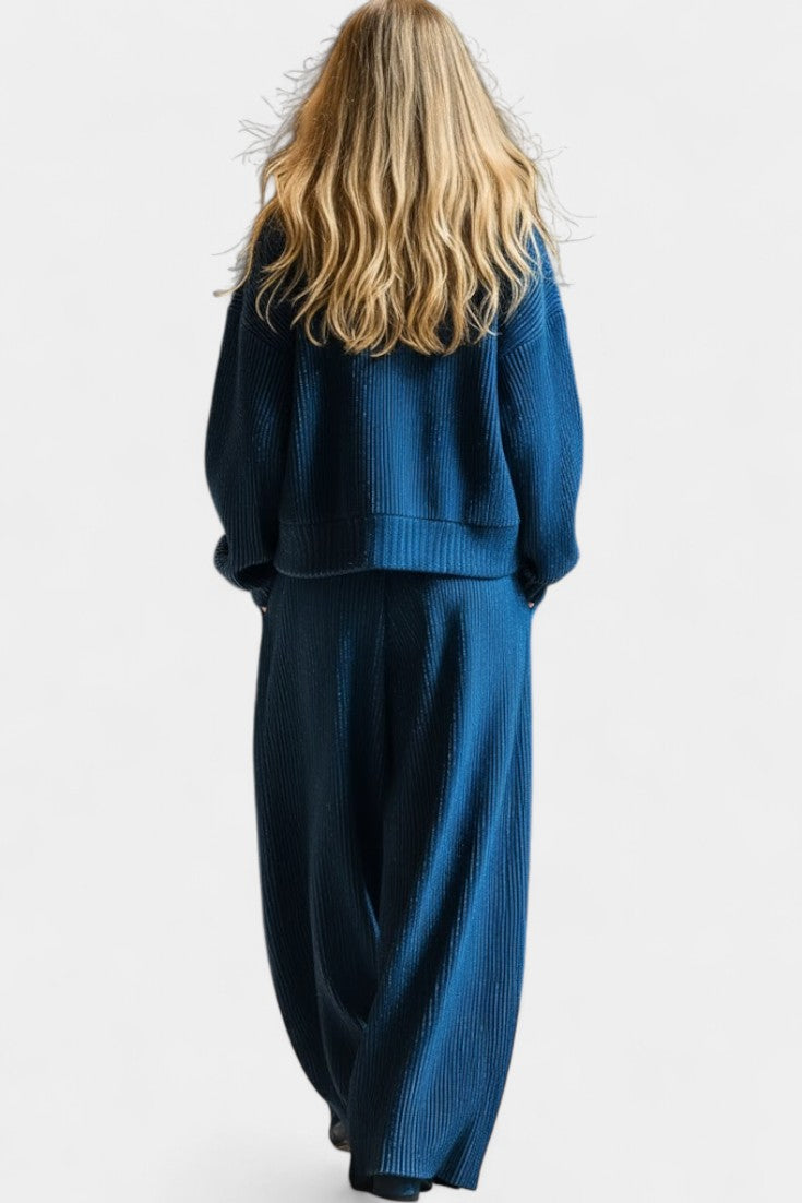 Magali Knit Cardigan & Wide-Leg Pants Ensemble